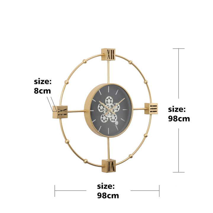 Chilli Wall Clock Timeless Industrial Moving Cogs Wall Clock - Gold Brand