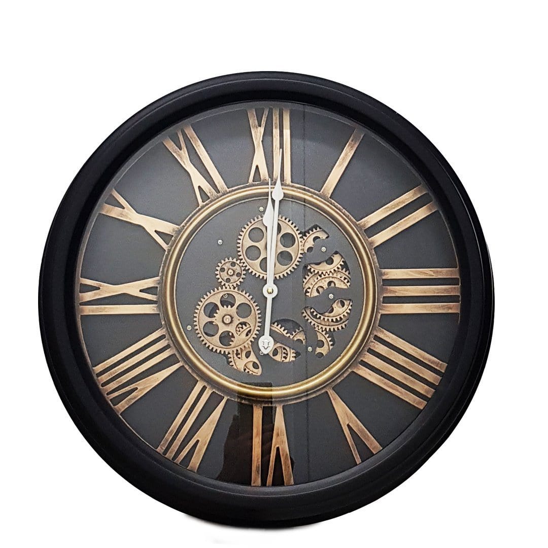 Chilli Wall Clock William Round 52cm moving cogs wall clock - Black Brand