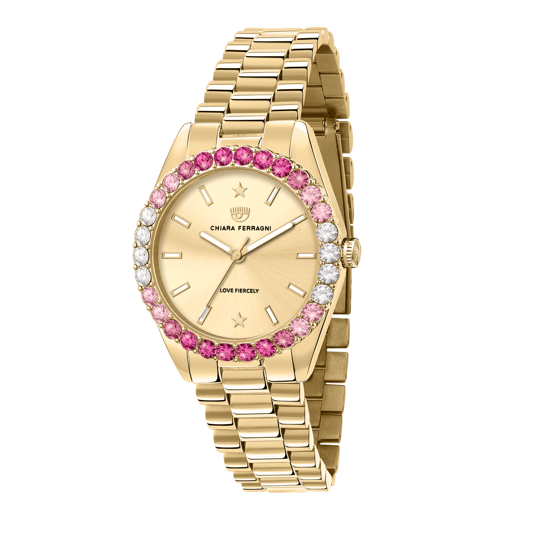 Chiara Ferragni Watch Chiara Ferragni Everyday Pink Zircon Gold Watch Brand