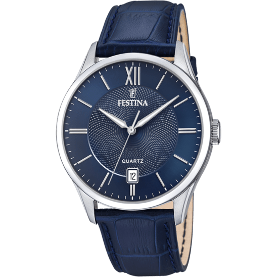 Festina Watch Festina Men's Blue Classics Leather Watch Bracelet F20426/2 Brand