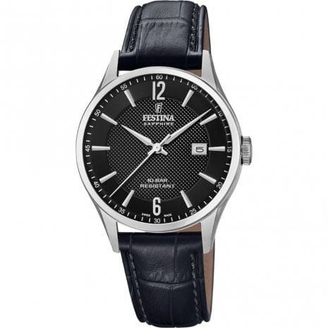Festina Watch Festina Swiss Black Leather Watch Brand