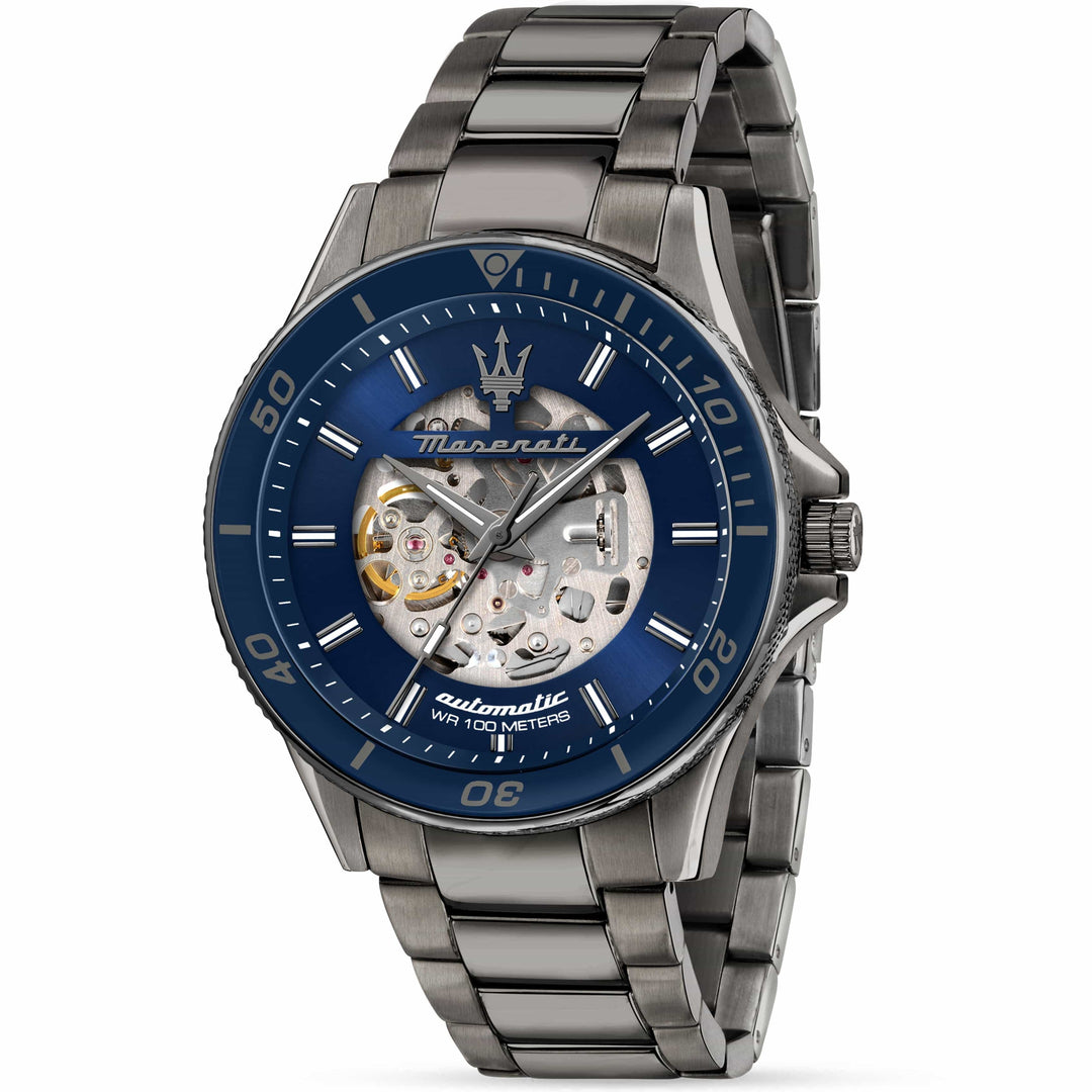 Maserati Watch Maserati Sfida Automatic Skeleton Blue 44mm Watch Brand