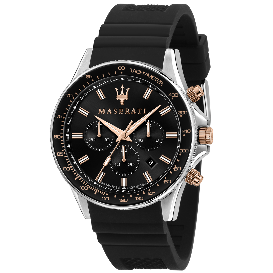 Maserati Watch Maserati Sfida Black Dial 44mm Watch Brand