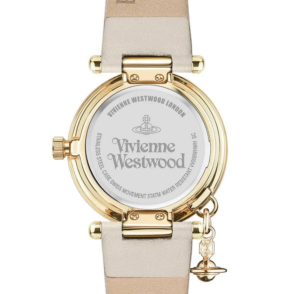 Vivienne Westwood Watch Vivienne Westwood Orb II Watch White Leather Strap Gold Case With Charm Vivienne Westwood Orb II Watch I White Leather Strap Gold Case Charm Brand