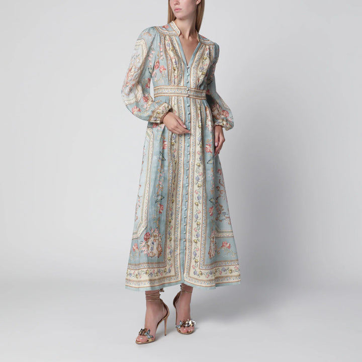 ZIMMERMANN - Roselight Midi Dress in Floral Linen Brand 0