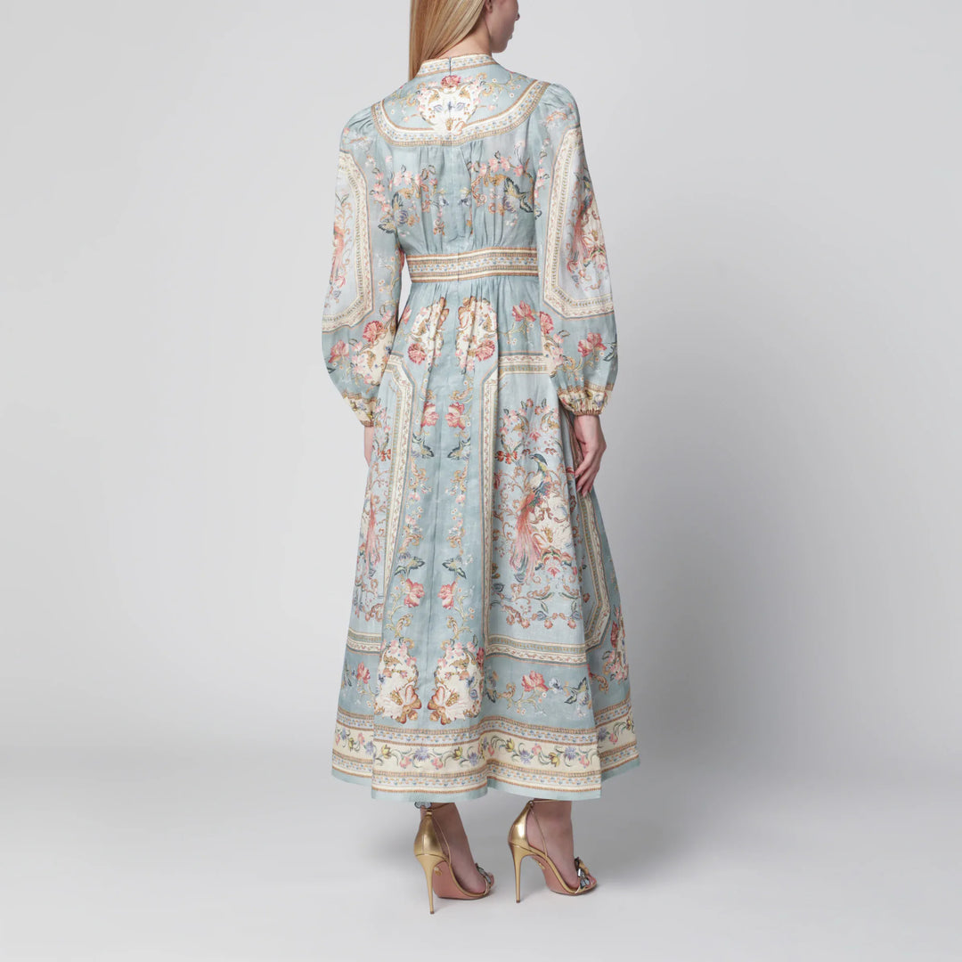 ZIMMERMANN - Roselight Midi Dress in Floral Linen Brand