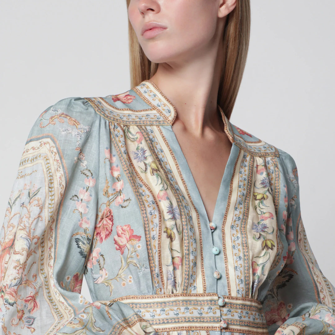 ZIMMERMANN - Roselight Midi Dress in Floral Linen Brand