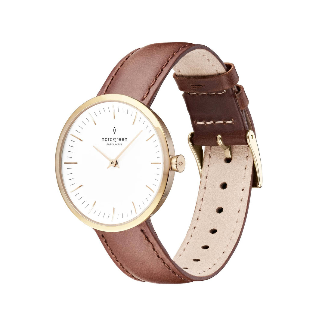 Nordgreen Watch Nordgreen Infinity 32mm Brown Leather Strap Women&